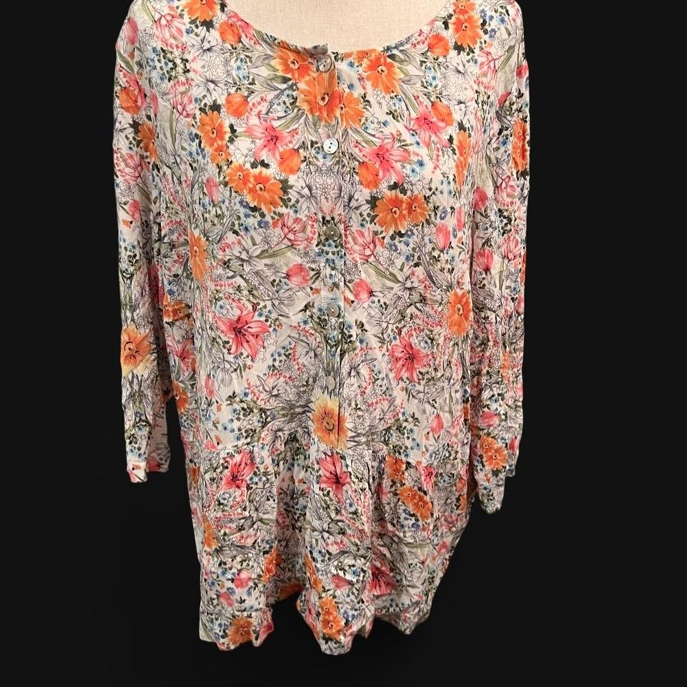 J Jill Floral Boho Lightweight Blouse Women's Large